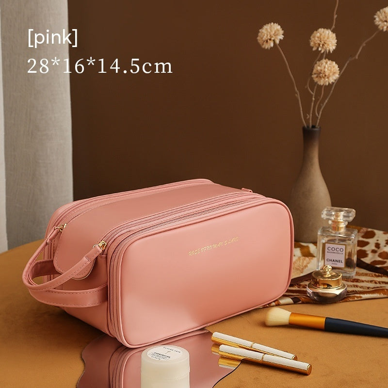 travel double zipper portable ins style portable cosmetic bag