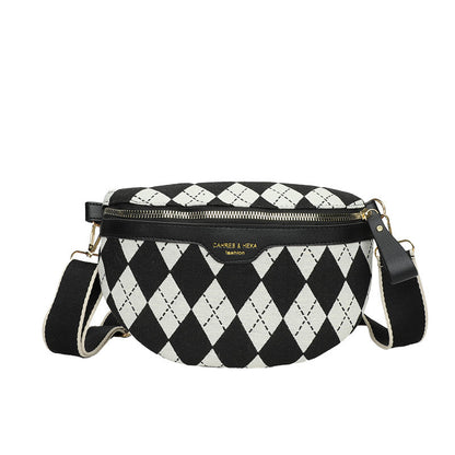 rhombus chest practical plaid shoulder bag