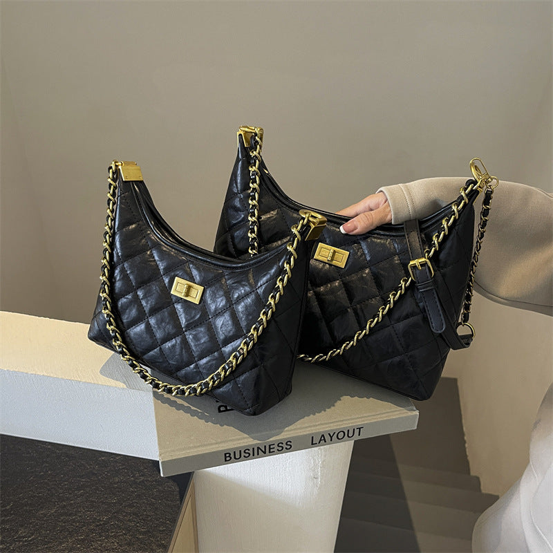 new popular all matching crossbody high grade one shoulder rhombus thread bag