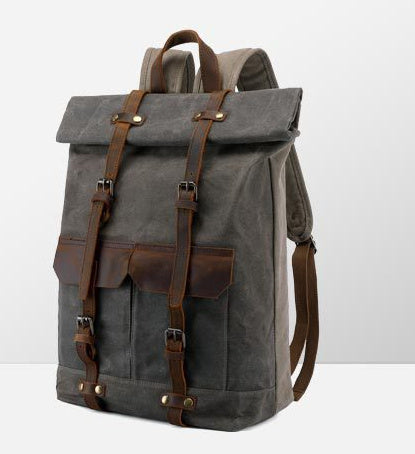vintage backpack horse leather casual oil wax canvas