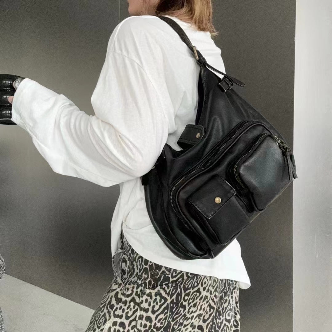 retro high grade texture multi pocket motorcycle bag