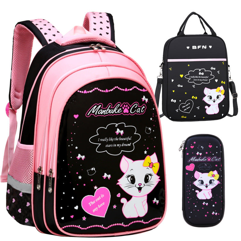 kids school cute cat print backpack