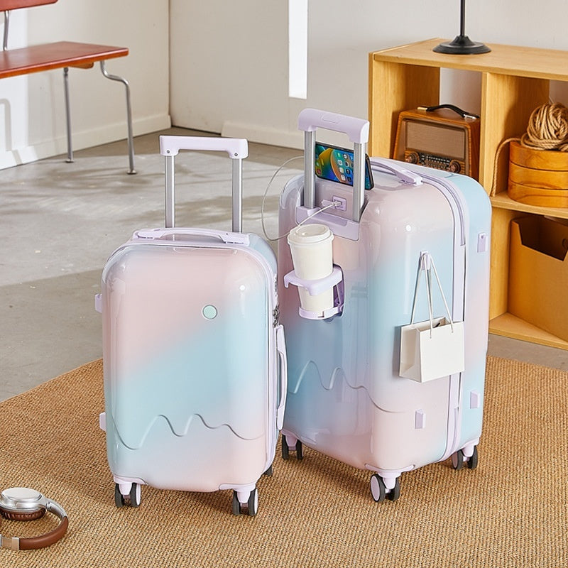 Gradient Luggage Explosion Female Good-looking Traveling Trolley Case Boarding Bag Password Suitcase