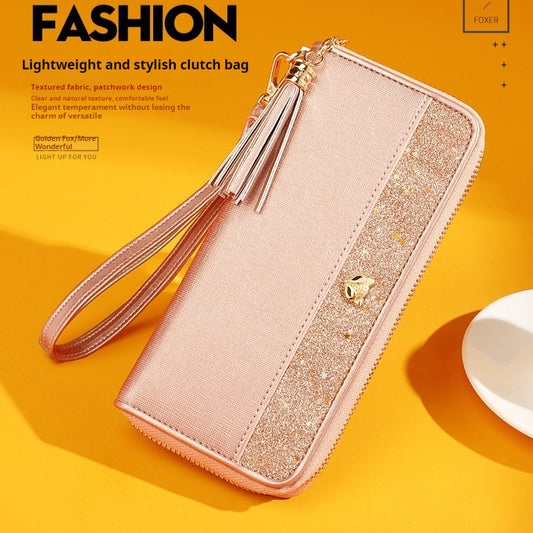 two layer cowhide wallet light luxury card holder long