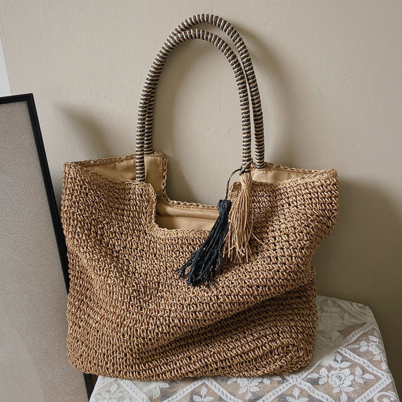 winter fashion straw casual tote bag