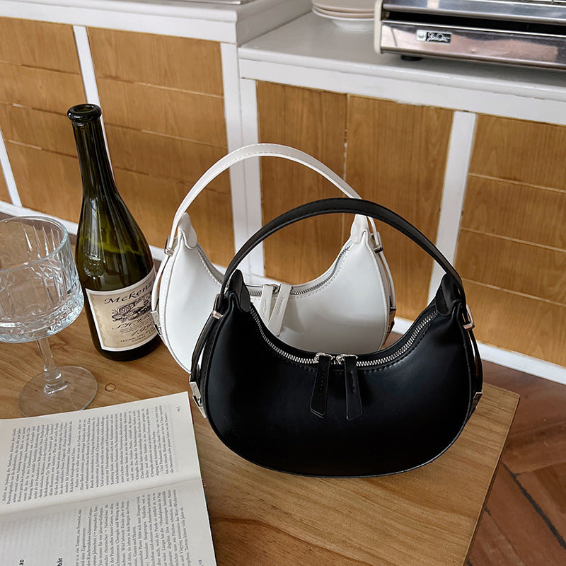 handbag crescent metal buckle small round bag women