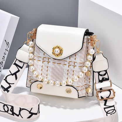 fashion womens crossbody bag girls cute princess wallet classic shoulder bag summer pearl chain phone bag