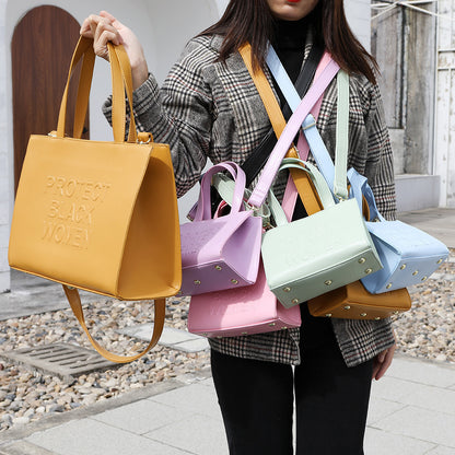 embossed letters womens tote simple tote bag