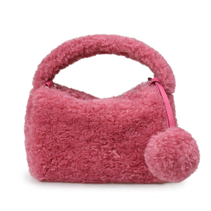 hand messenger womens fluffy chain pouch