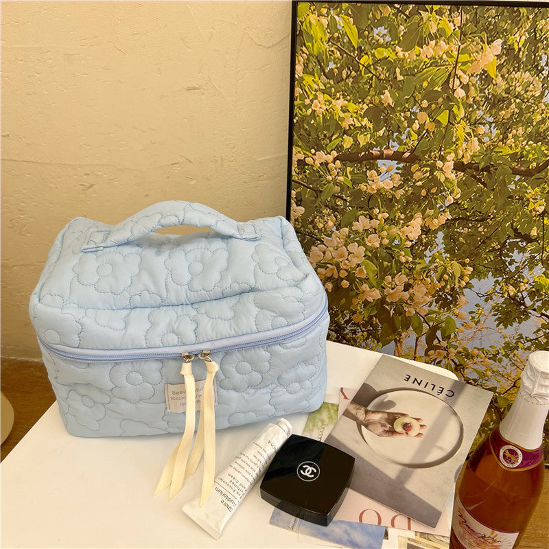 ins soft flower cosmetic bag