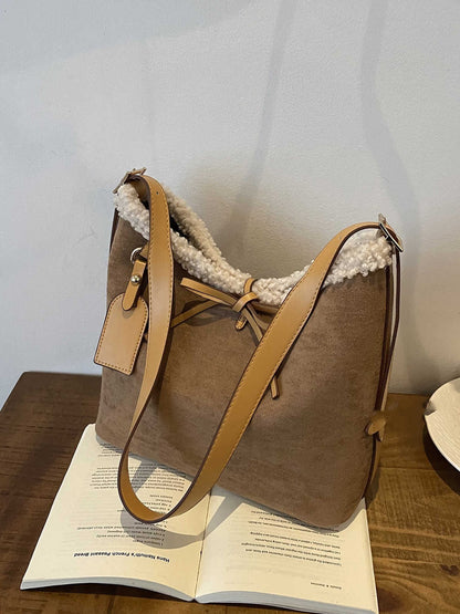 commuter retro large capacity suede bag