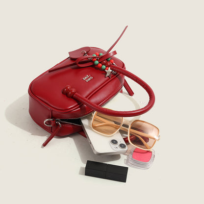 red plaid pillow portable shoulder messenger bag