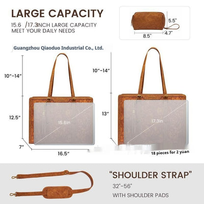 Women's Laptop Bag Vintage Leather Large Capacity