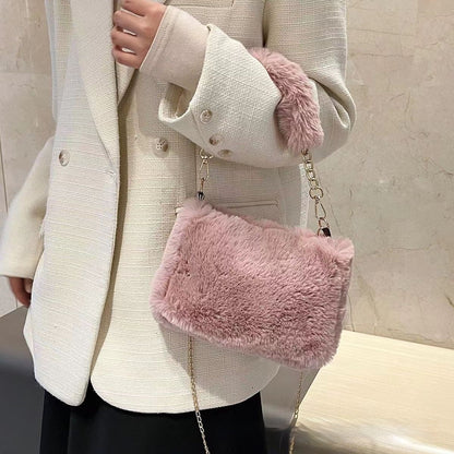 Square Plush Portable Fashion Simple Chain Bag Single-shoulder Bag