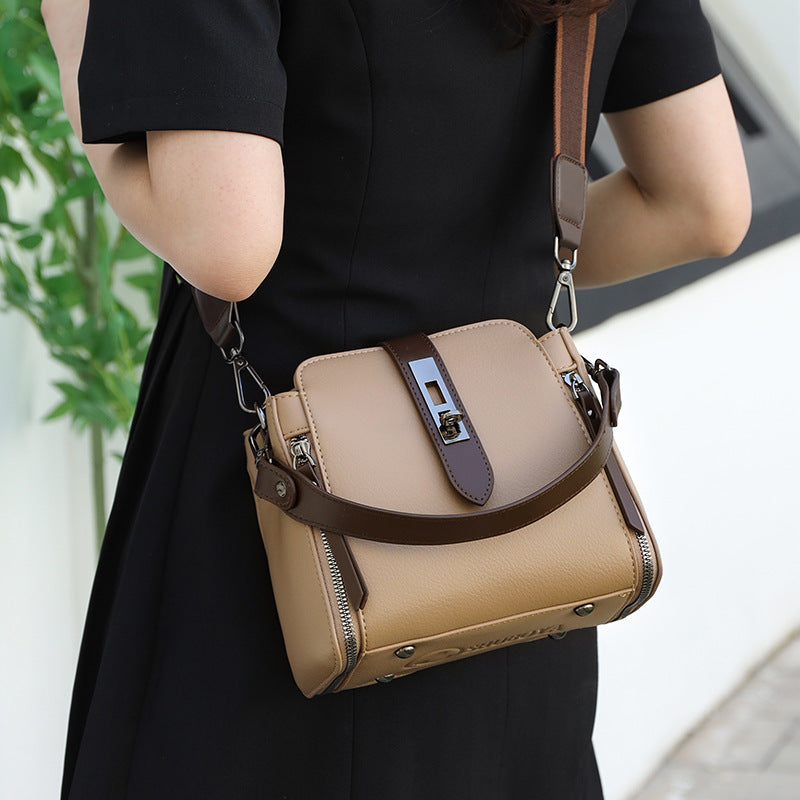 soft leather bucket large capacity handbag crossbody bag
