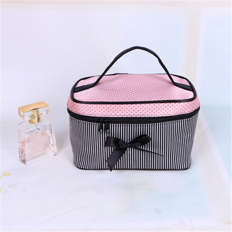 material stripe multi color large capacity storage cosmetic bag