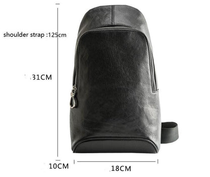 mens cowhide large capacity cross body vintage chest bag