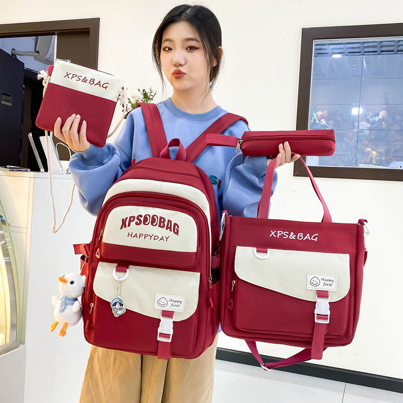 four piece ins schoolbag for junior and senior high schools