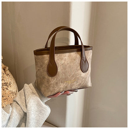 Retro Shoulder Bag Large Capacity Portable Bucket Bag