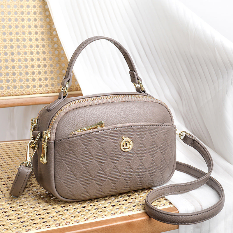 womens handbag multi layer large capacity soft leather embossed shoulder messenger bag womens bag fashion
