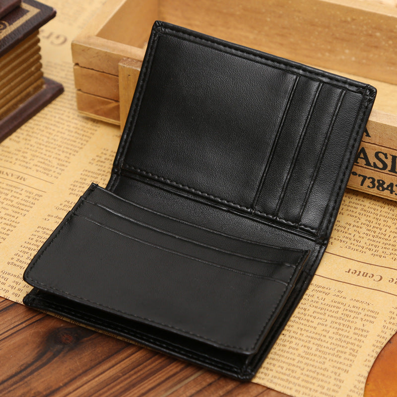 pu leather mens plain weave business card bag