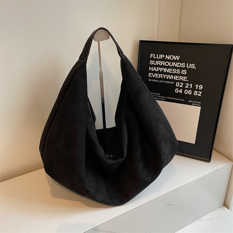 retro casual large capacity totes suede fabric