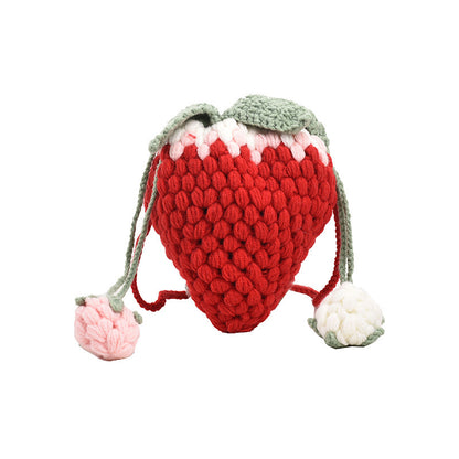 crocheted wool strawberry bag cute