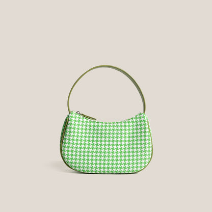 niche design half moon shape stitching shoulder bag lattice armpit bag fashion baguette bag women