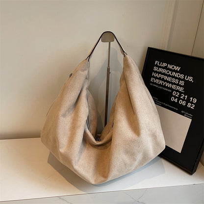 retro casual large capacity totes suede fabric