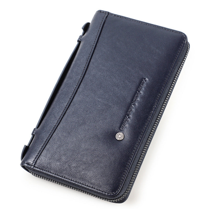 long top layer cowhide mens wallet multifunctional