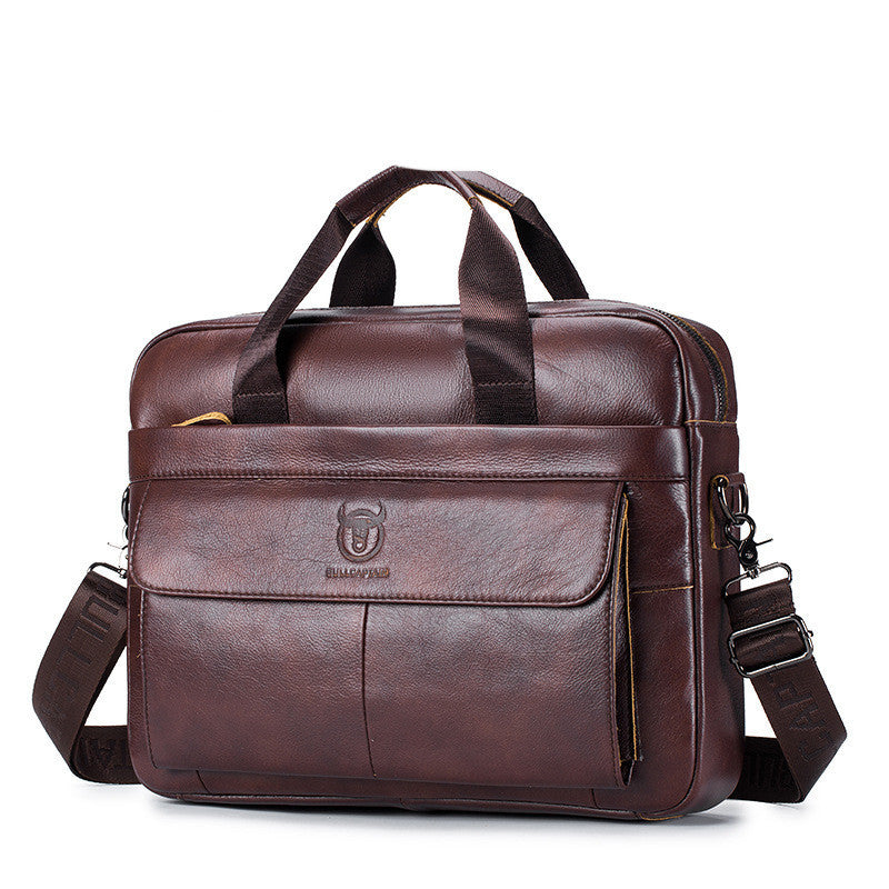 fashion bullcaptain leather goods mens briefcase