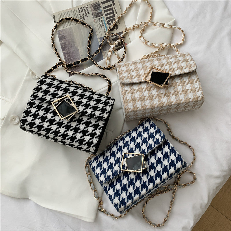 girly woolen cloth woven crossbody small square bag