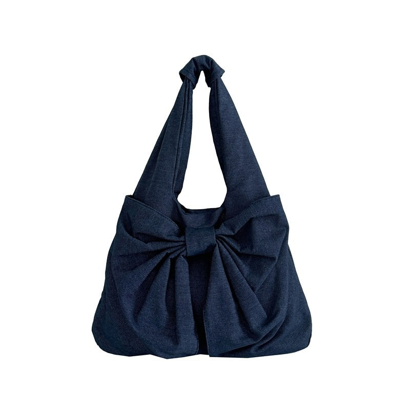 large-capacity-bow-shoulder-underarm-tote-bag-washed-denim-canvas-bag