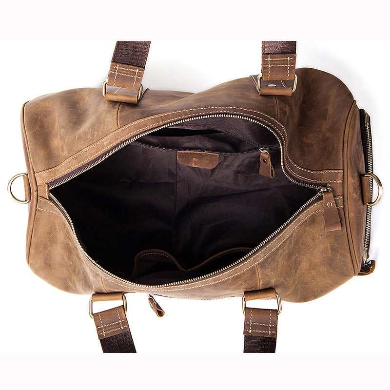 vintage crazy horse leather mens travel bag