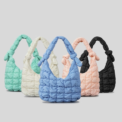 simple quilted bubble texture cloud pleated handbag for women