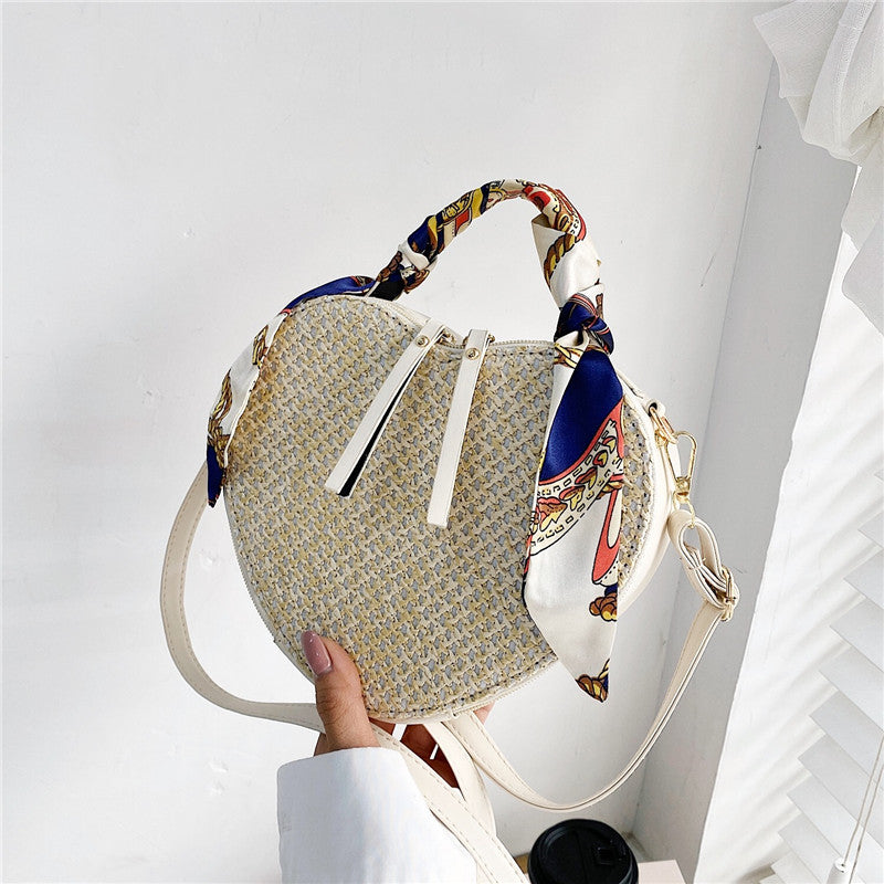 straw silk scarf spring simple shoulder messenger phone bag