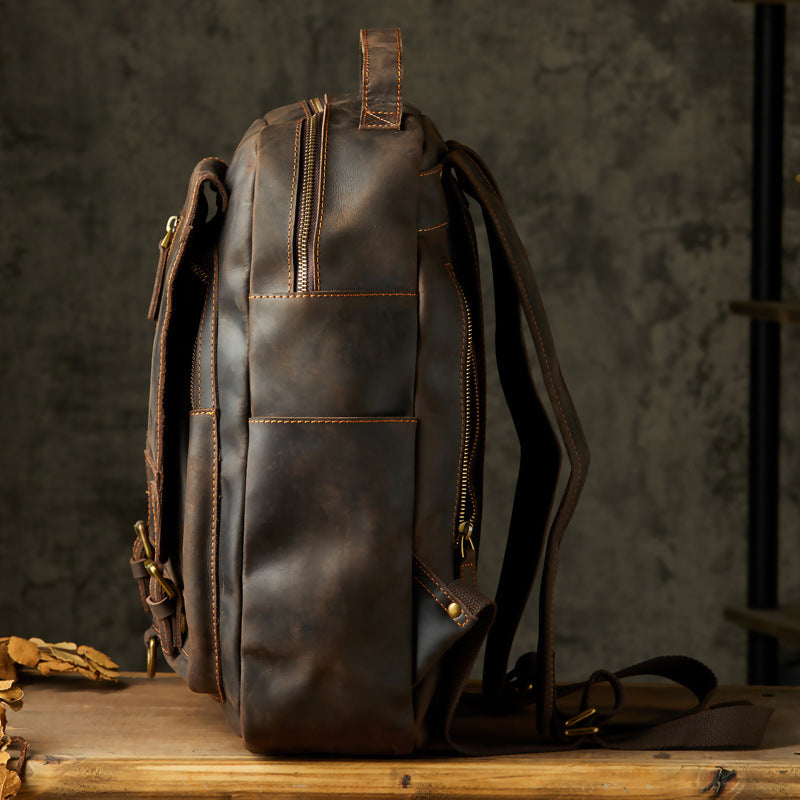 handmade backpack mens first layer cowhide retro