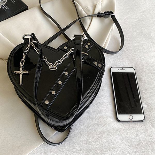 chain heart shaped bags large capacity love shoulder bag for women valentines day