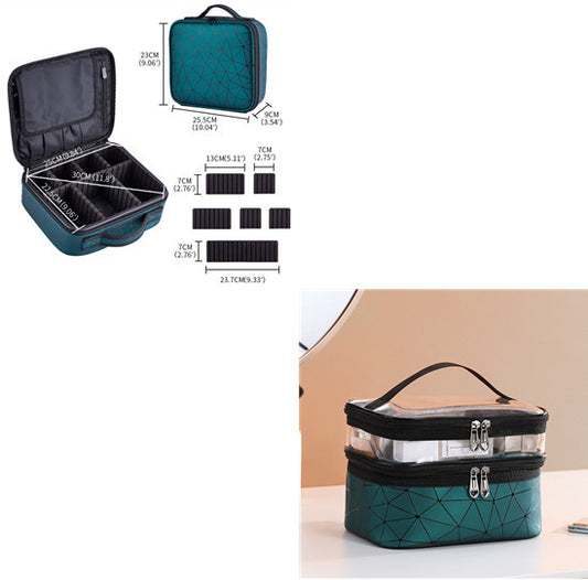 portable square diamond clapboard cosmetic bag large capacity waterproof cosmetic case set