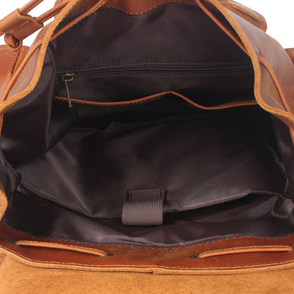 mens retro large capacity first layer cowhide backpack