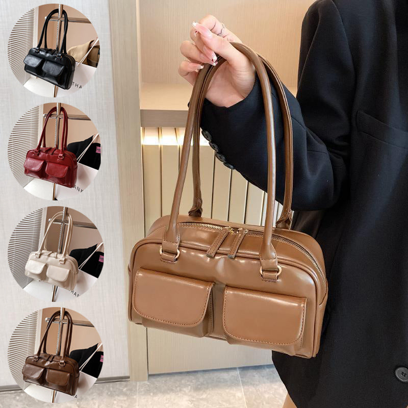 multi pocket design shoulder bag fashion versatile square handbags women underarm bags