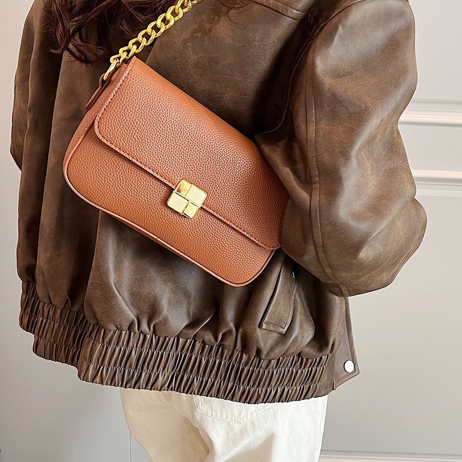 simple chain small square western style hardware decoration hand shoulder bag