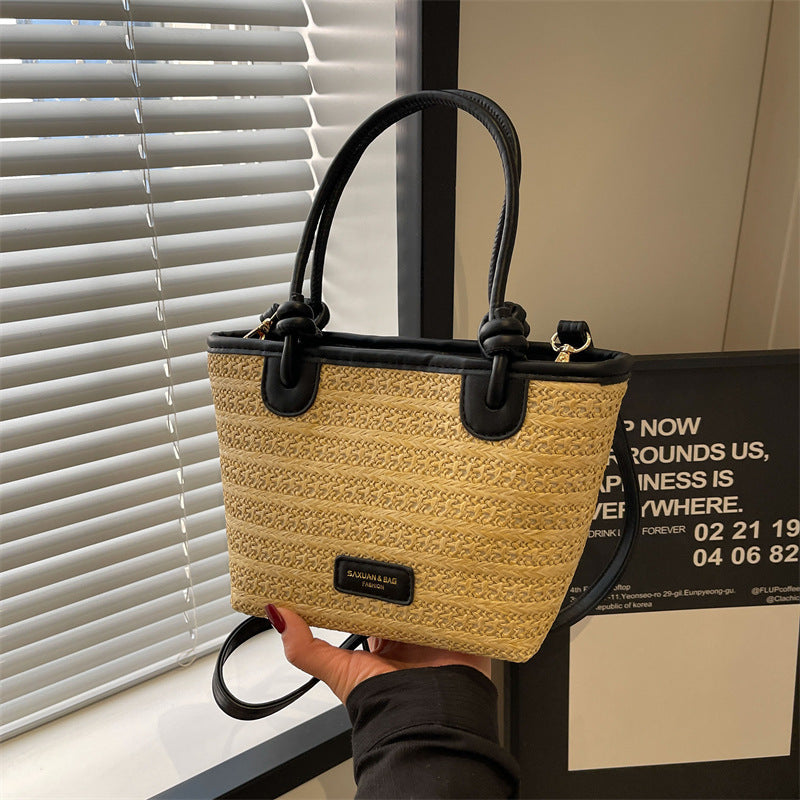 casual women beach vacation style woven bag