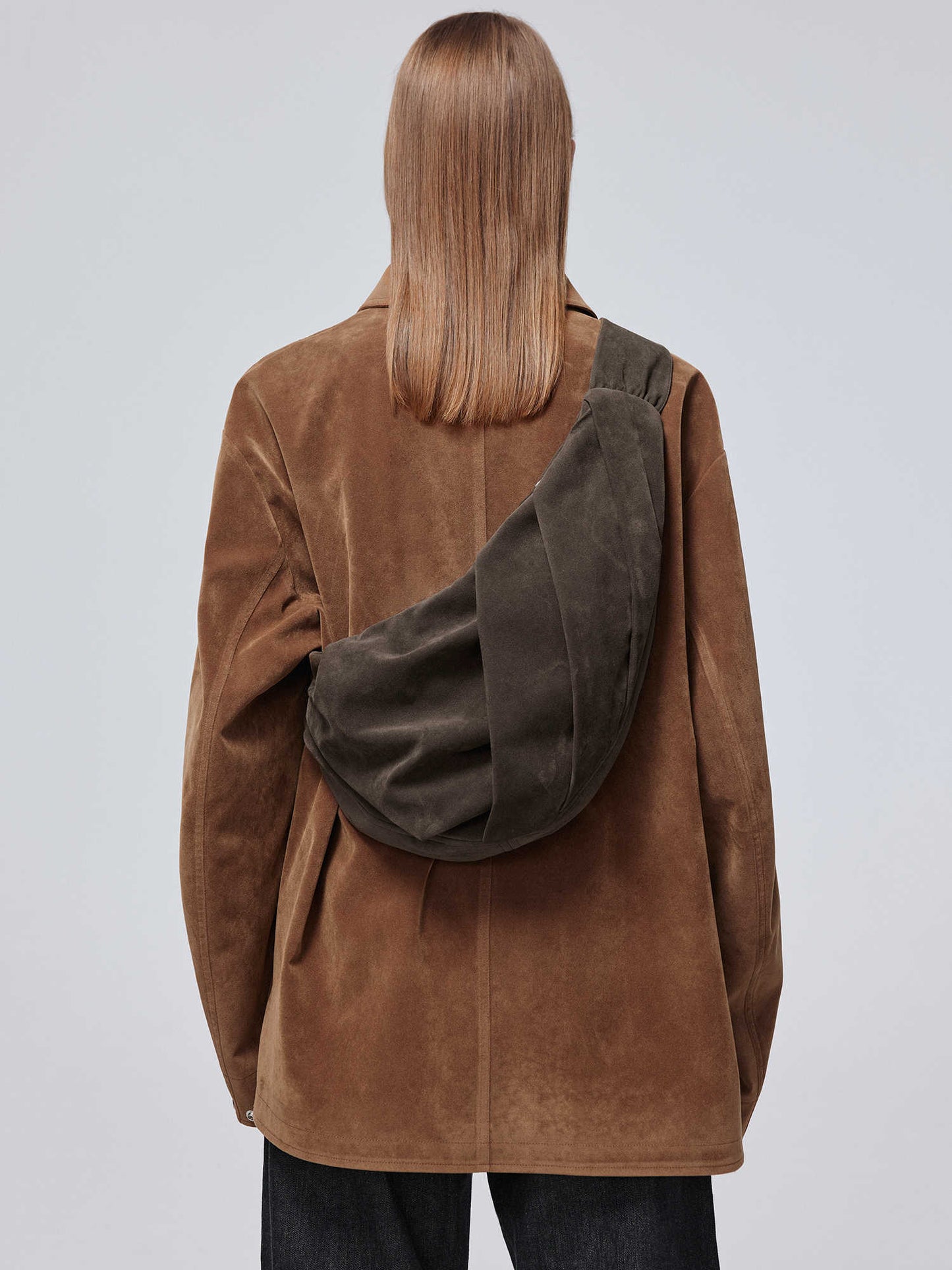 mens fashion suede pleated crossbody bag