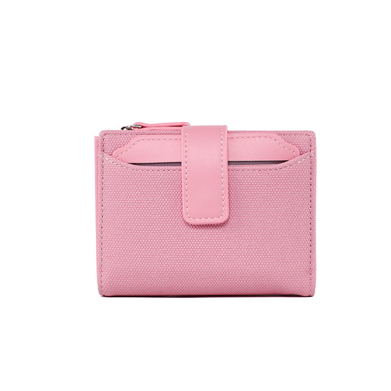 womens short solid color leather wallet