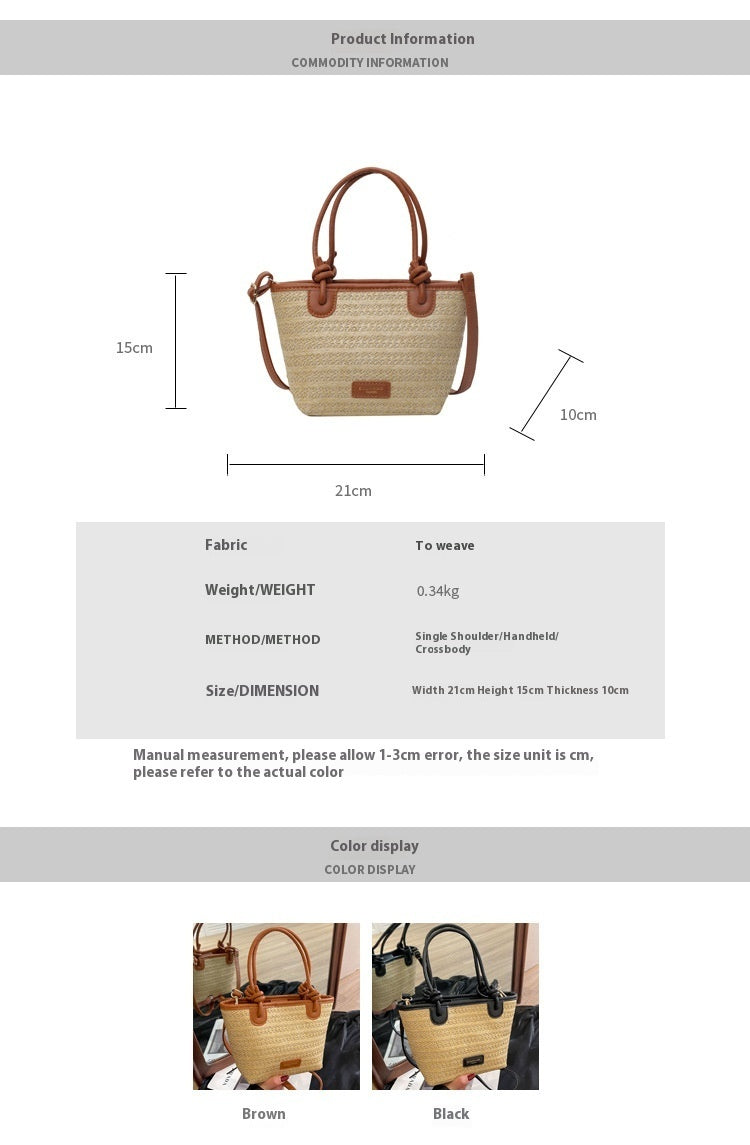 casual women beach vacation style woven bag