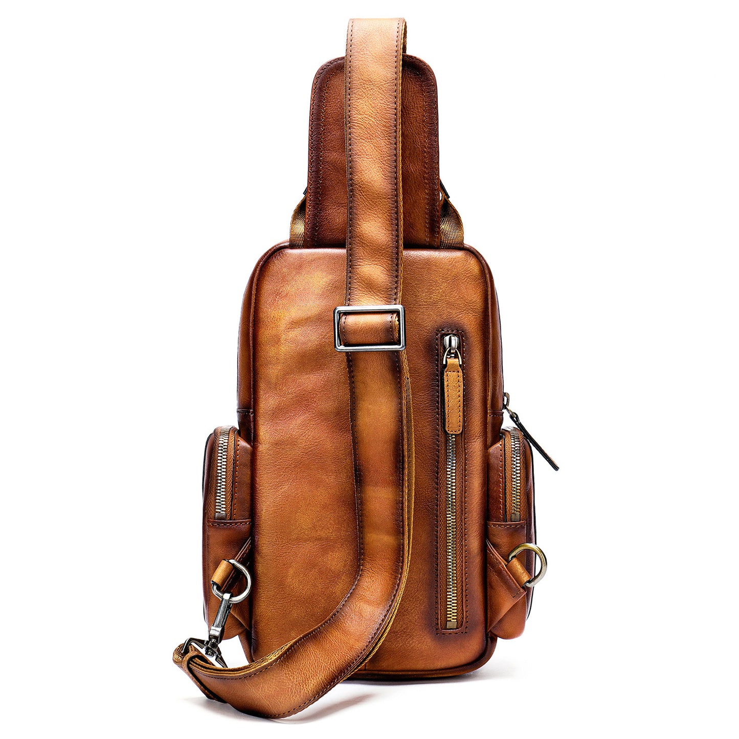 mens casual first layer cowhide small chest bag