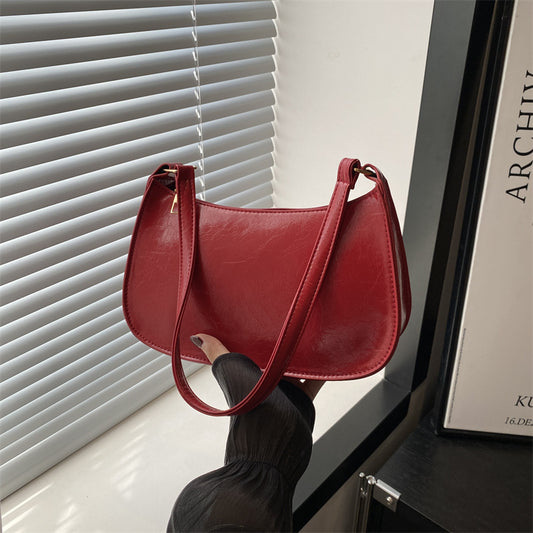 fashion underarm bag retro simple textured one shoulder bag