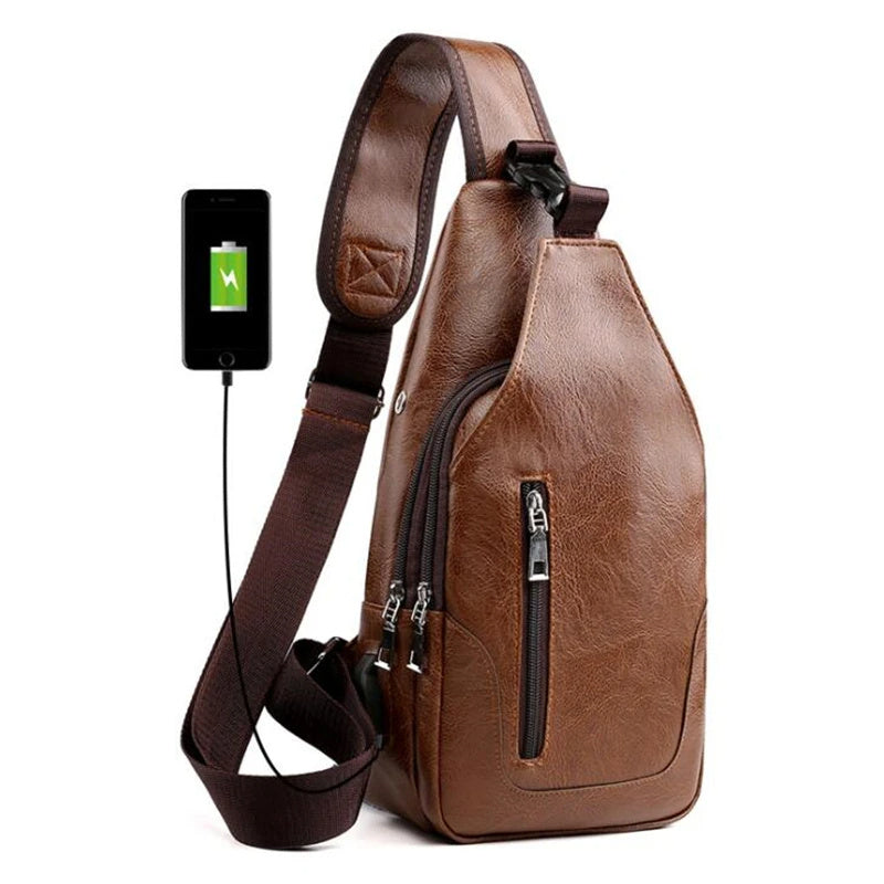 luxury brand messenger bag leather men chest bag vintage crossbody shoulder bag mens business sling bags male casual chest pack